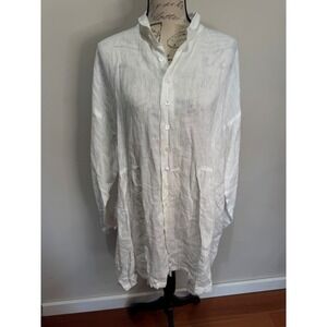 Eskandar 100% Linen White Tunic Shirt Dress Sz 1 Lagenlook‎